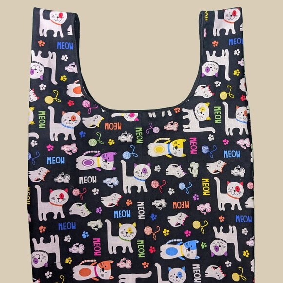 Cat Print Reusable & Foldable Shopping Bag - Picture 4 of 7
